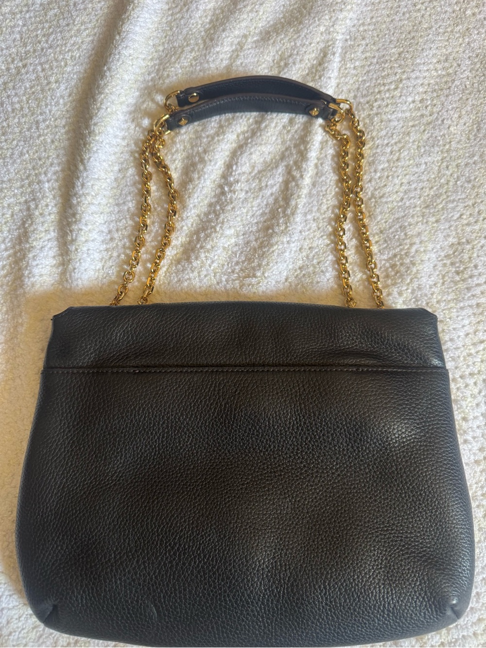 MCM Black Pebbled Leather Shoulder Bag with Gold Chain - Picture 3 of 6